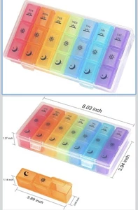 Großer wöchentlicher Pillen Organizer 3 mal täglich Pillendose 7 Tage Pillendose - Bild 1 von 3