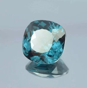AAA 12x12 MM Flawless Mozambique Indicolite Blue Tourmaline Loose Cushion - Picture 1 of 4