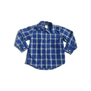Gymboree Boys Shirt Size 3T Plaid Button Down Collar Blue Green Backyard - Picture 1 of 5