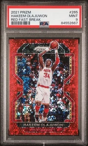 Panini Prizm Hakeem Olajuwon 2021 rojo Fast Break 1/100 PSA 9 Pop 1, ninguno superior - Imagen 1 de 2