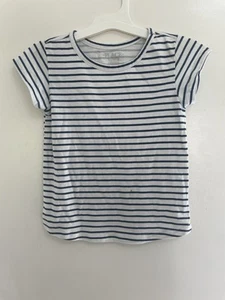 TCP Kids Girls Navy Striped Cotton Blend Crewneck Short Sleeve Shirt White XS 4 - Picture 1 of 7
