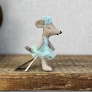 Maileg Ballerina Mouse - Little Sister Mint Pale Blue Ballet Mouse Mice New Tags - Picture 1 of 7