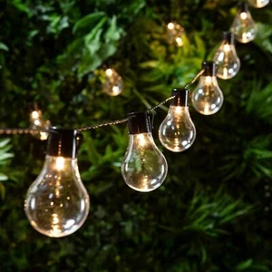 Retro Solar String Lights Outdoor Garden LED Festoon Party Globe 10/20 Bulbs  - Picture 1 of 3