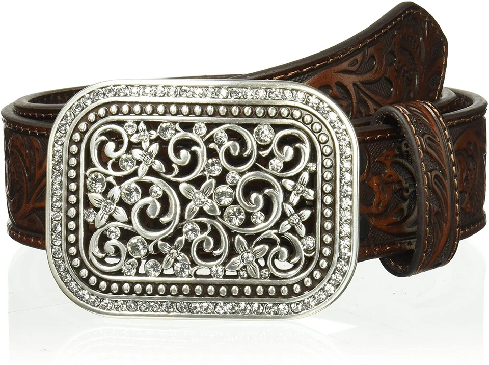 Ariat Western Belt Womens Leather Filigree Rhinestone Bark A10006957 S
