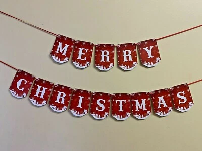Merry Christmas Bunting Santa Xmas holiday elf Party Flag Hanging Banner CB176d - Image 1 of 4