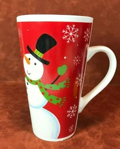 Weihnachten Urlaub Kaffeetasse Schneemann mit rotem Hintergrund Schneeflocken Becher Markenlos - Bild 1 von 10