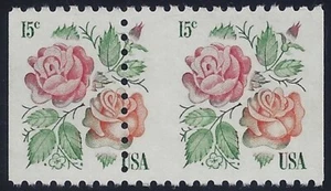 1737 - Misperf Error / EFO Pair "Roses" Mint NH - Picture 1 of 1