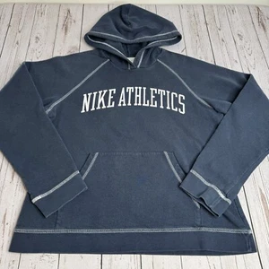 Vintage Nike Athletics Hoodie Hooded Sweatshirt Womens Large Navy Blue Gray Tag - Picture 1 of 9