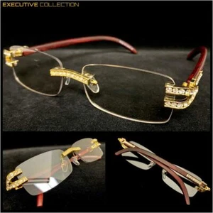 Men’s Classy Sophisticated Retro Hip Hop Clear Lens EYE GLASSES Rimless Frame - Picture 1 of 8