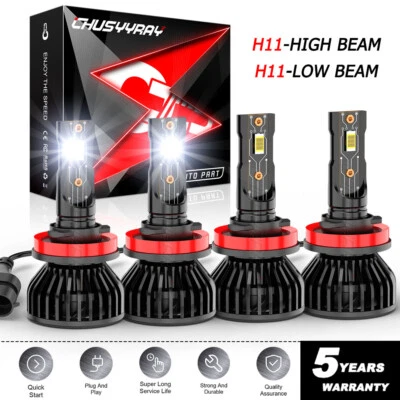 Подходит для Pontiac G6 2005 2006-2010 -4x 6000K белая светодиодная лампа дальнего/ближнего света - Изображение 1 из 4