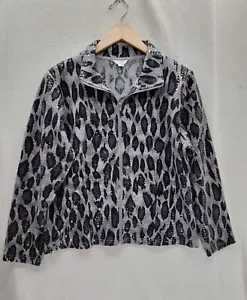 Erin London Leopardenmuster grau & schwarz leichte Zip Jacke Top Gr-PL - Bild 1 von 5