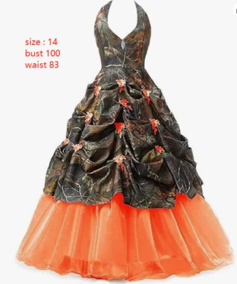 Para mujeres S Camuflaje Satén Boda Novia Vestido Baile de graduación Vestidos de Baile Foto 1 de 4