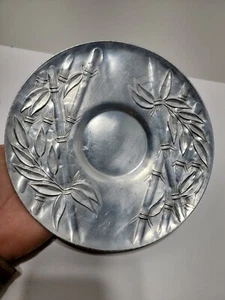 Vintage Everlast Hammered Forged Aluminum Round Tray with Bamboo Print 8"... - Picture 1 of 4