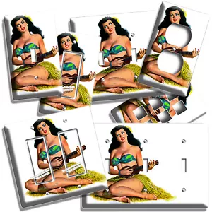 HERMOSA PINUP NIÑA HAWAIANA UKELELE INTERRUPTOR DE LUZ SALIDA PLACAS DE PARED DECORACIÓN DE HABITACIÓN - Imagen 1 de 34
