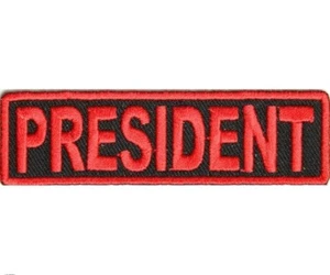 PARCHE BORDADO PRESIDENTE CHAQUETA ROJA CHALECO CAMISA CASCO MOTO HARLEY HONDA - Imagen 1 de 1
