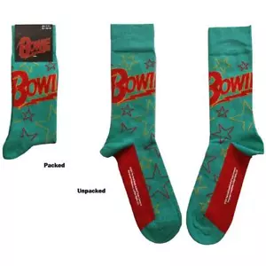 OFFICIAL LICENSED - David Bowie - Stars Outline Vert Chaussettes Hommes Taille - Bild 1 von 1