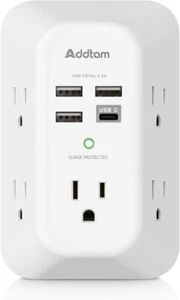 5 Outlet Extender Surge Protector Multi Plug Wall Adapter USB Charger Ports with - Picture 1 of 7