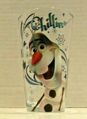 Vidro Disney Frozen Olaf Pint 16 Oz tom azul claro com imagem metálica fria - Imagem 1 de 2