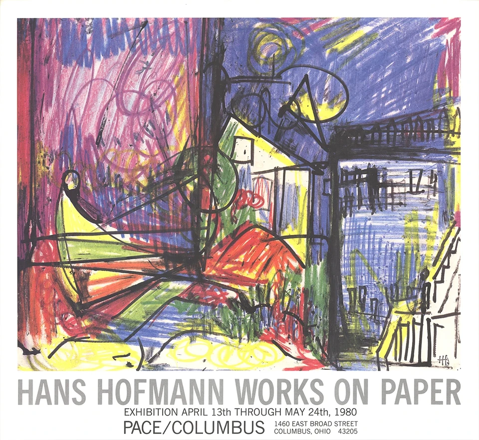 HANS HOFMANN Landscape-Works on Paper 24.75" x 27" Poster 1980 Expressionism Mul - Image 1 of 1