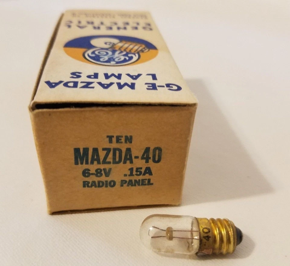 Caja de 10 Bombillas Radio Miniatura Mazda General Electric 40 GE40 6-8V Foto 1 de 1