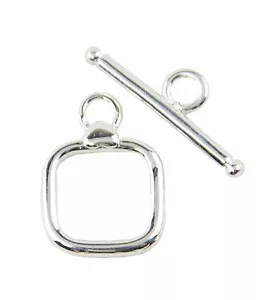 4 Silver plated 14mm Square Toggles Jewellery Making Catches (8-80) - Picture 1 of 1