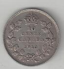 Canada,  1913, Small Leaves, 10 Cents,  Silver,  Km#23,  Very Fine-Extra Fine+
