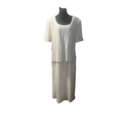 Vestido vintage de encaje Lawrence Kazar con cuentas de perlas en blanco roto, talla 4X Foto 1 de 4