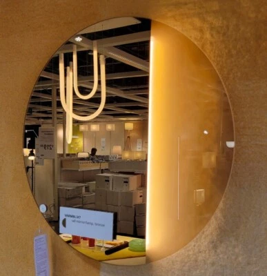 Ikea Varmblixt LED wall Lamp/Mirror Dimmable/Bronze color Round 21 5/8" New - Image 1 of 4