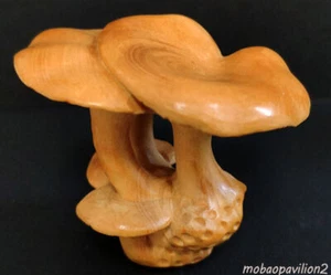 Chinese wood Hand Carved Boxwood Netsuke - Beautiful Mushroom hand piece gift - Picture 1 of 6