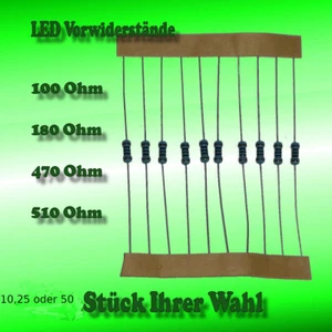 LED Widerstände 100 / 180 / 470 oder 510 Ohm 10, 25 oder 50Stück - Bild 1 von 6