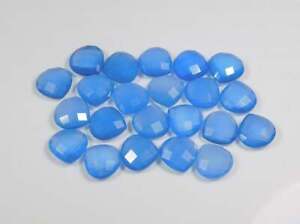 Natural Blue Chalcedony Briolette Heart Shape 21MM To 25MM Both Side Checker Cut