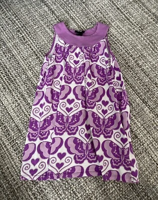 H&M Vestido Púrpura Mariposa Sol Niñas 4-6 Algodón Informal Pullover Ligero Foto 1 de 4