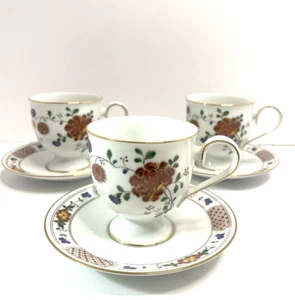 Noritake Ireland Nanking - 3 Footed Cups & Saucers Sets Vintage Porcelain - Picture 1 of 10