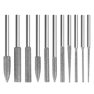 11PCS Diamond Burr Bits Drill Set Rotary Multi Tool Accessories Kit For Dremel - Imagen 1 de 10