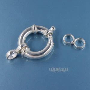 Large Solid Sterling Silver Round Ring Bolt Clasp Connector 14mm #33202 - Picture 1 of 4