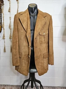 Vintage Don Lorenzo of Spain Suede Leather Jacket Sz 40 (M/L) Brown 70s - Picture 1 of 20