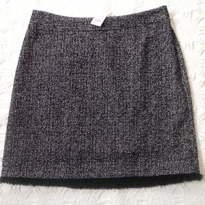 New Brooks Brothers Skirt Short A Line Navy Blue Tweed Fringe Hem 8 Women NWT - Picture 1 of 8