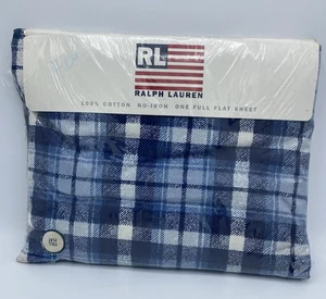New Vintage Ralph Lauren Home Collection Skating P PL Blue Full Flat Sheet - Picture 1 of 5
