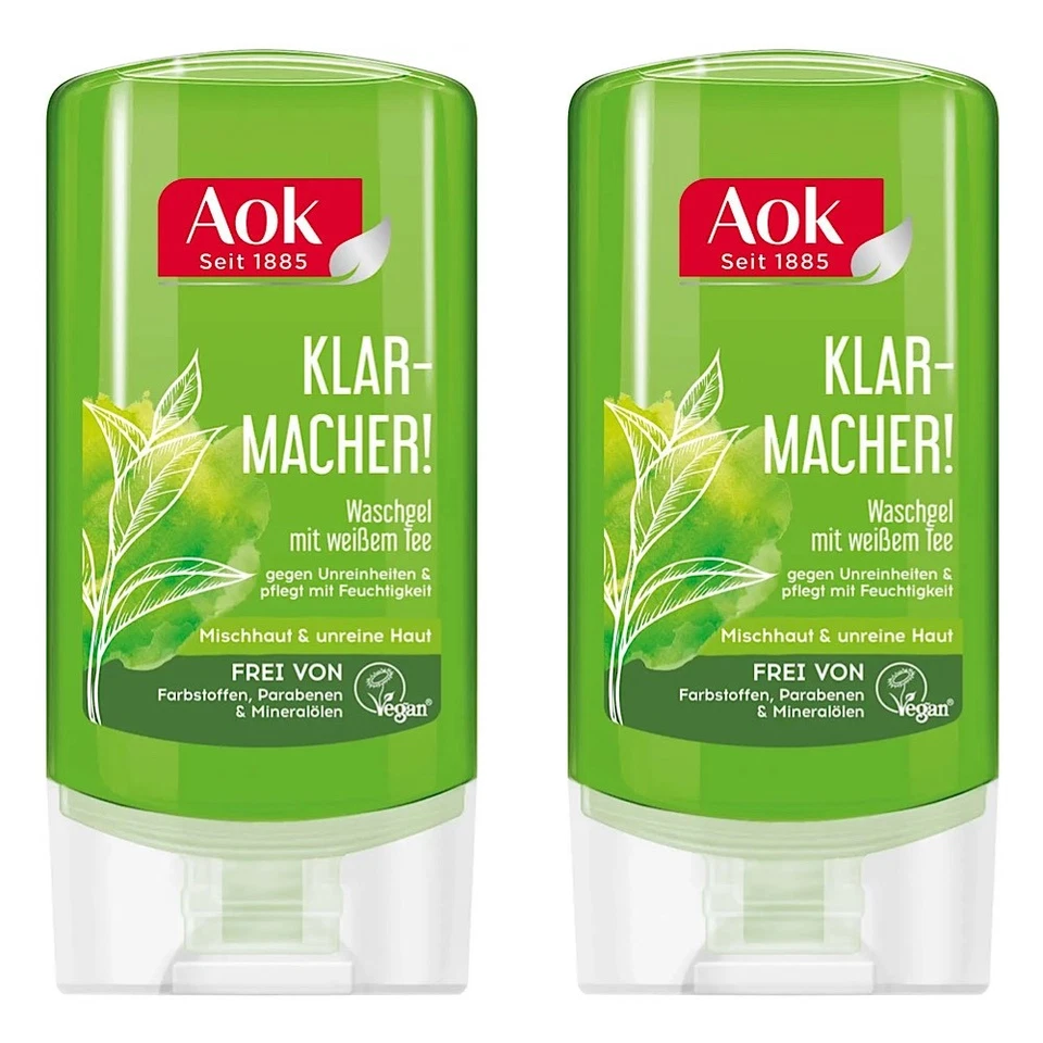 ✅Aok Waschgel Klarmacher mit weißem Tee für Mischhaut und unreine Haut 2x 150ml✅