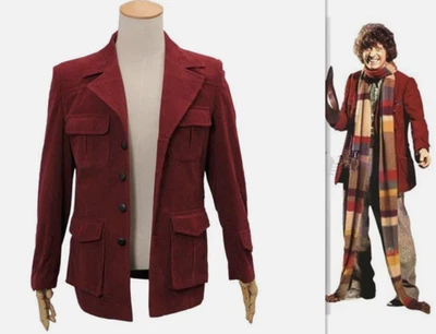 Gabardina de pana roja oscura de Doctor Who Disfraz de disfraces Chaqueta de Navidad Foto 1 de 4