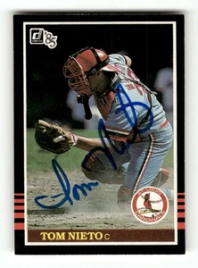 1985 Donruss 596 Tom Nieto autografo firmato blu sharpie ASC BXCP58 - Foto 1 di 2