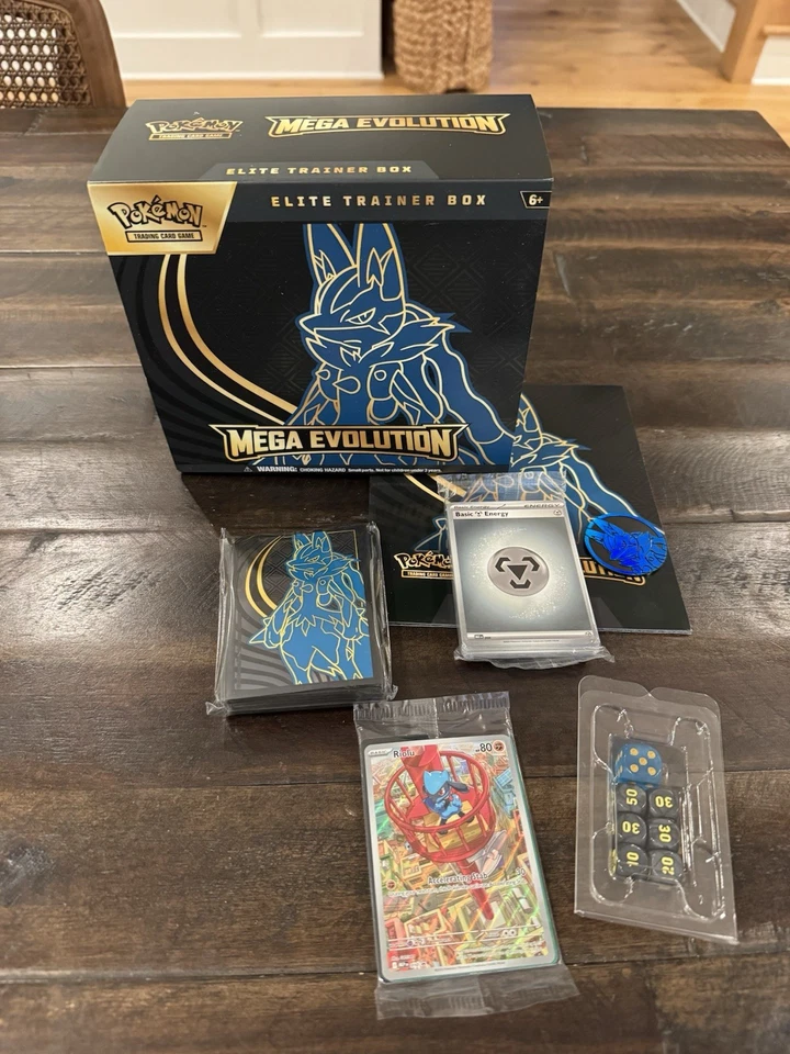 Opened Pokemon TCG Mega Evolutions Lucario ETB - WITH Sealed Riolu Promo - Image 1 of 1