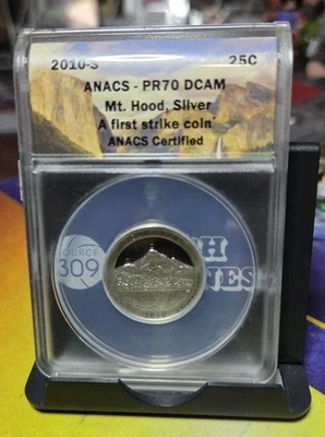 2010-S Mount Hood 25C Quarter ANACS Grade PR70 DCAM First Strike Coin 90% Silver - Image 1 of 2