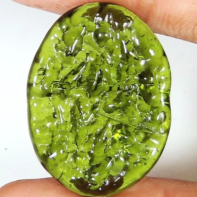 21.90 CT Lab Created Green Moldavite Cabochon Polished Gemstone 21x28x4 mm GT185 - Image 1 of 4