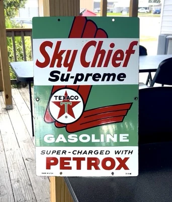 Letrero de porcelana TEXACO Sky Chief Foto 1 de 4