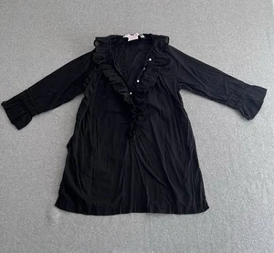Blusa Top Gretchen Scott Cuello Volantes Negra Talla L Botón Transparente Manga 3/4 - Imagen 1 de 10