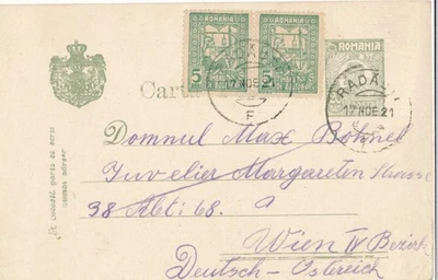 Rumania 1921 RADAUTI Bucovina a Viena Austria Foto 1 de 2