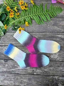Hand knit wool socks for men US size 9-10 - Picture 1 of 14