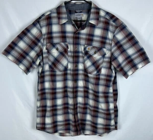Carhartt Hemd Herren Large Rot Blau Kurzarm Kariert Knopfleiste Relaxed Fit - Bild 1 von 7