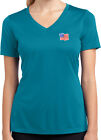 Buy Cool Shirts Waving USA Flag Patch Pocket Print Ladies Dry Wicking V-Neck